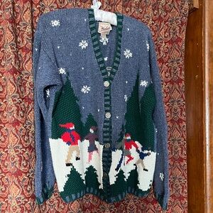 Vtg Woolrich WM Size L Cardigan Sweater Skaters Cabin Holiday VGC Oversized